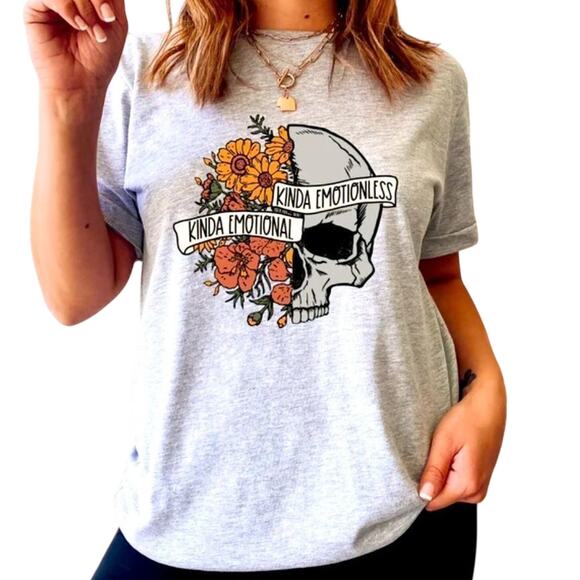 Kinda Emotional, Kinda Emotionless Skeleton Shirt, Size Small New without Tag - Picture 1 of 6